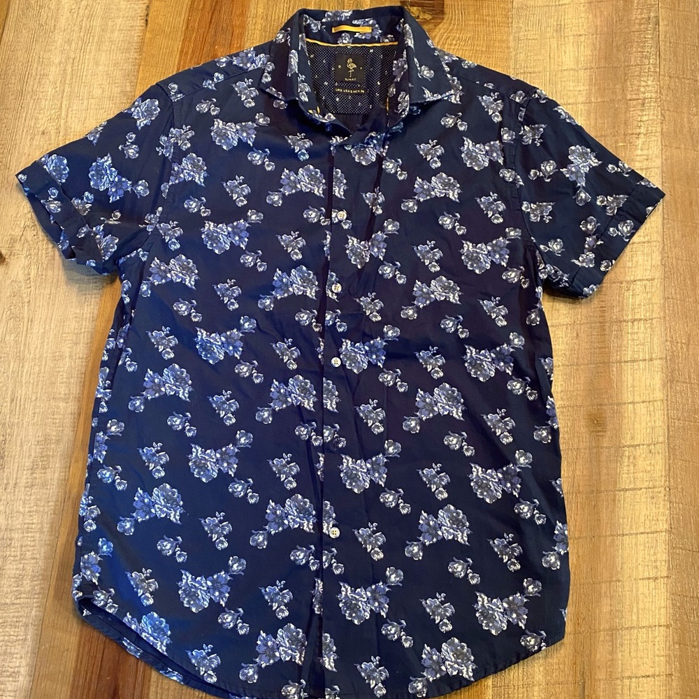 Denim & Flower Floral Blue Men's Sl Slim Fit Button Down Shirt
Size Small
